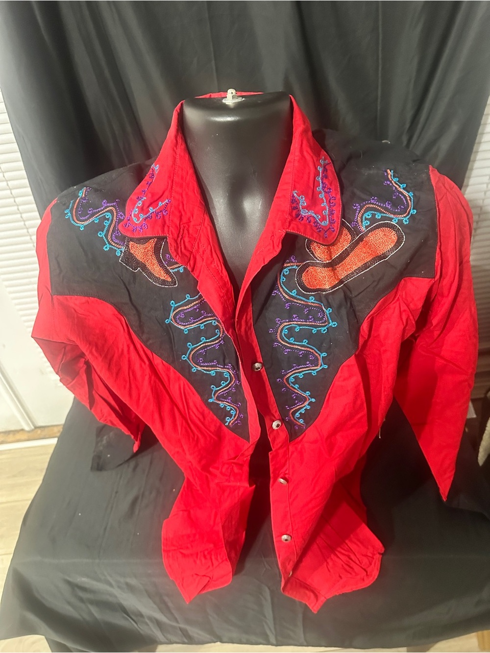 Vintage blue canyon western wear ladies button up, size L-#623